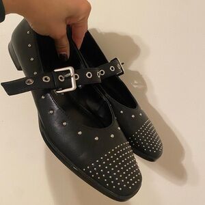 Black Studded Flats